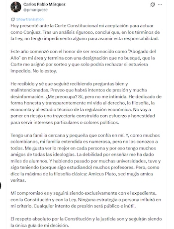 El conjuez señaló que su