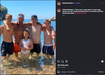 Victoria Beckham le dedicó a David Beckham un mensaje por el Día del padre. (Instagram)