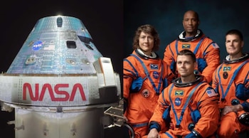 Los equipos de rescate inspeccionan la estructura de Orión y colocan dispositivos de flotación antes de abrir la escotilla a los astronautas (NASA/Handout via REUTERS)