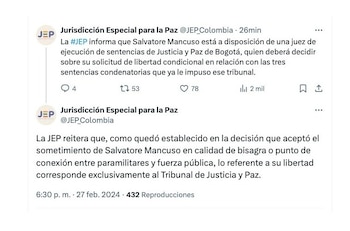 JEP se pronunció sobre situación de Salvatore Mancuso