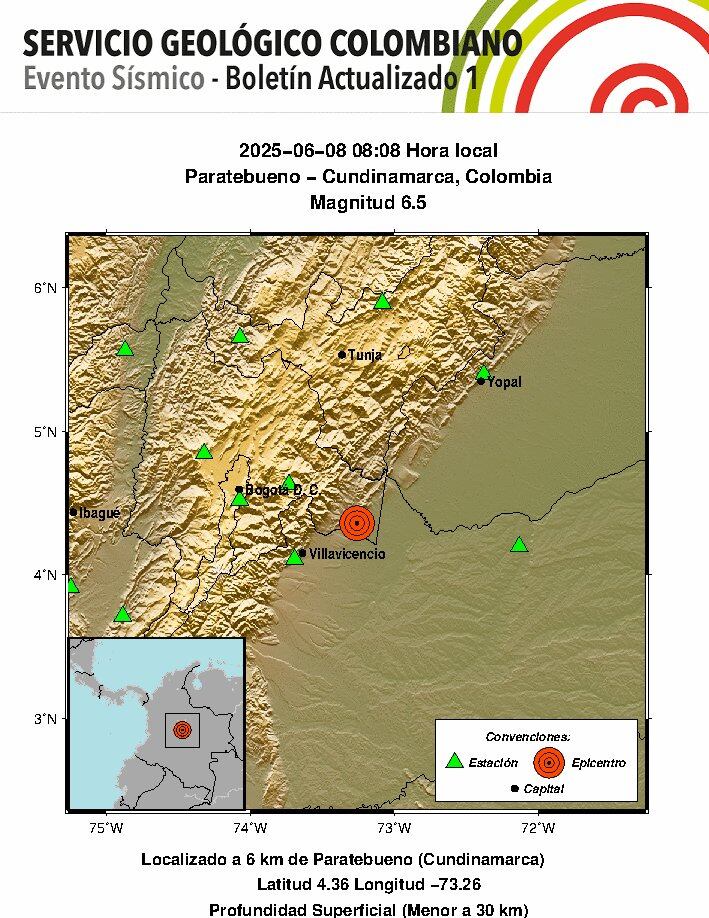 Un fuerte temblor se reportó en Cundinamarca - crédito SGC