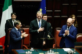 El rey Felipe VI en el Parlamento de Italia (EFE/EPA/Vincenzo Livieri)