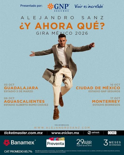 El reconocido cantante Alejandro Sanz presenta su gira