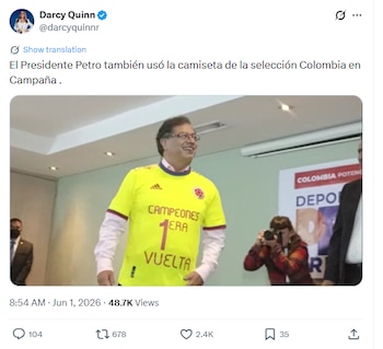Usuarios en redes recordaron que Gustavo Petro también utilizó la camiseta de la Selección Colombia durante su campaña presidencial anterior - crédito darcyquinnr / X