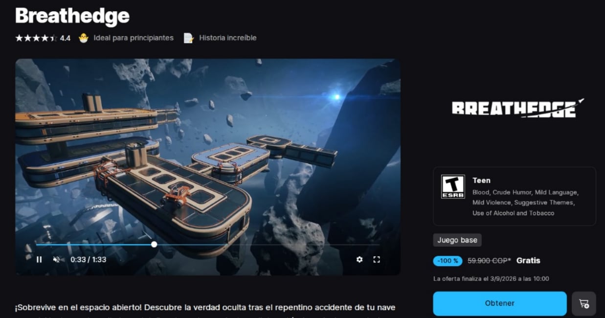 Tras el accidente de un vehículo fúnebre espacial, el protagonista queda atrapado en un campo de escombros en el espacio profundo. (Epic Games)