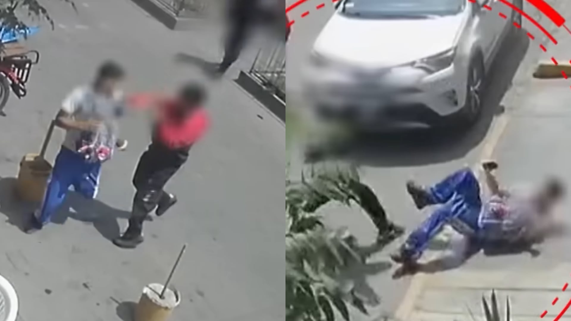 Cámara de seguridad registra el brutal ataque con machete a un adolescente de 16 años por un grupo de estudiantes y exalumnos cerca del colegio Julio C. Tello en Ate, Lima, causándole una grave lesión craneal. (Composición: Infobae Perú)