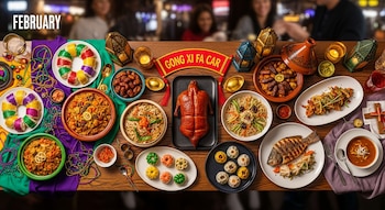 Una mesa abundante muestra la