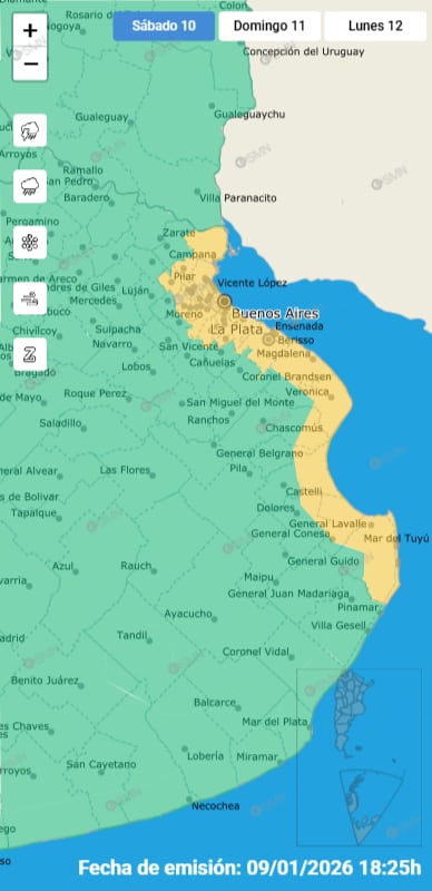 Alerta amarilla por vientos en Buenso Aires y CABA