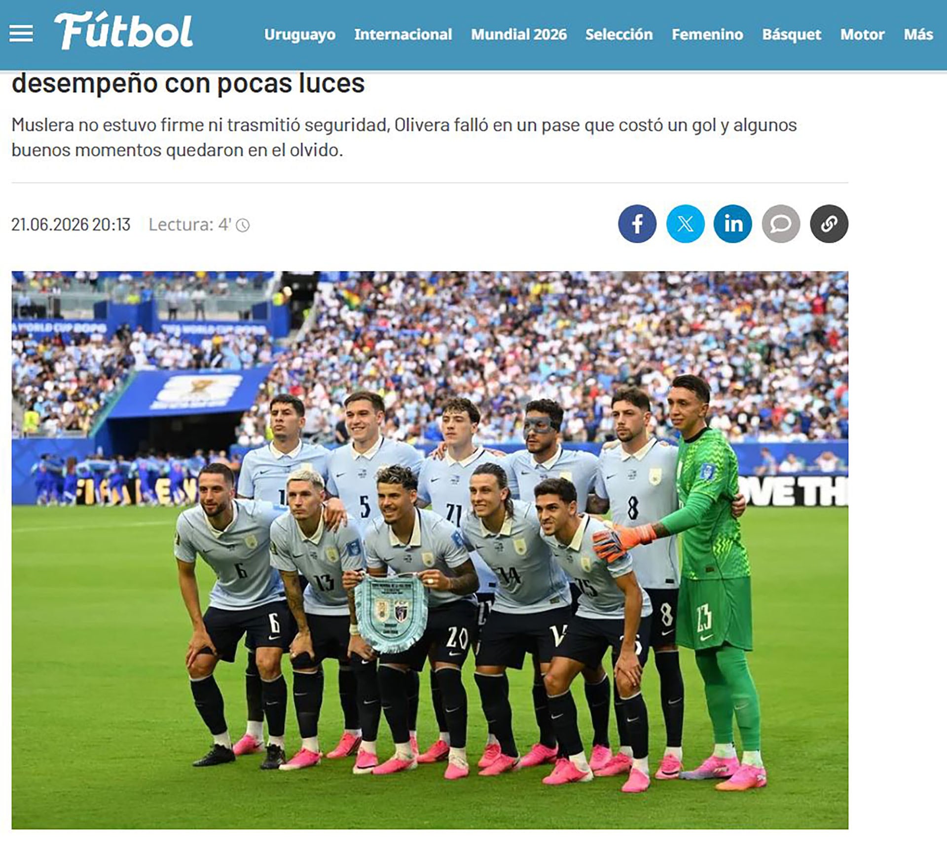 El portal Montevideo.uy puntuó a los futbolistas tras el empate