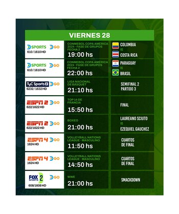 Agenda deportiva del 26 al 28 de junio
