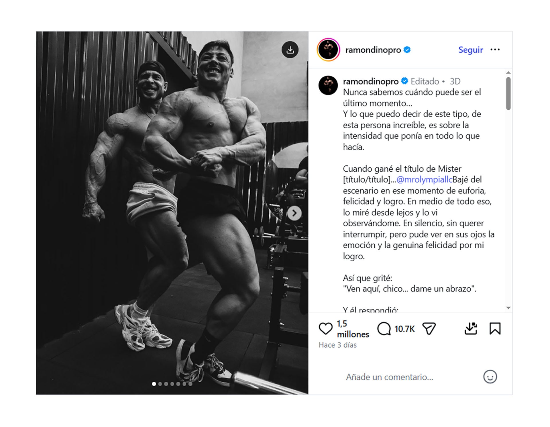 El mensaje de Ramon Dino en sus redes