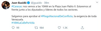 El mensaje de Juan Guaidó