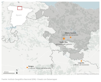 Mapa que localiza el epicentro