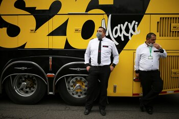 Inter-municipal transport bus drivers wearing