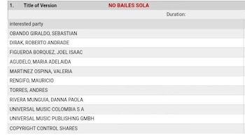 El registro de la canción