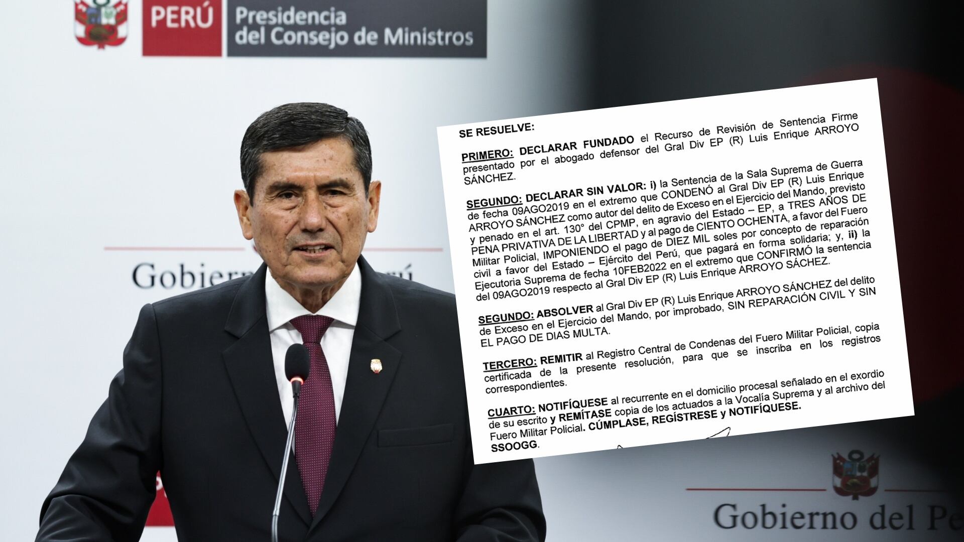 Premier Luis Arroyo Sánchez deberá solicitar el voto de confianza al Congreso. Foto: composición Infobae