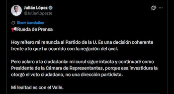 Julián López reafirmó su renuncia