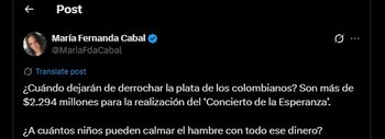 María Fernanda Cabal había hecho