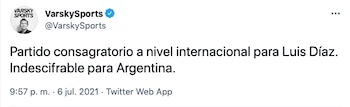 Reacción de Juan Pablo Varsky. Pantallazo.