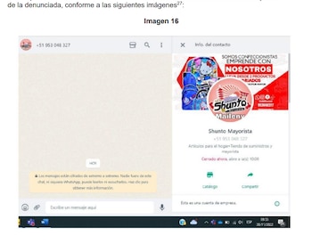 Disney presentó además información para vincular el negocio con la persona denunciada, entre ella, el número telefónico empleado para recibir pedidos por WhatsApp