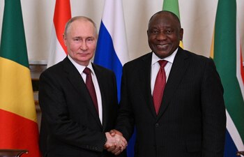 Vladimir Putin y Cyril Ramaphosa