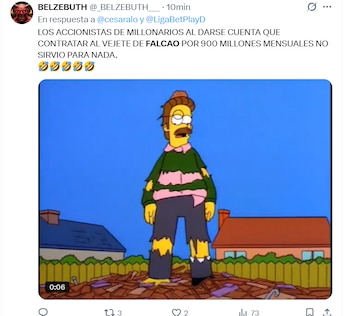 Ned Flanders, símbolo de los directivos de Millonarios tras el fracaso con Falcao - crédito @belsebuth/X