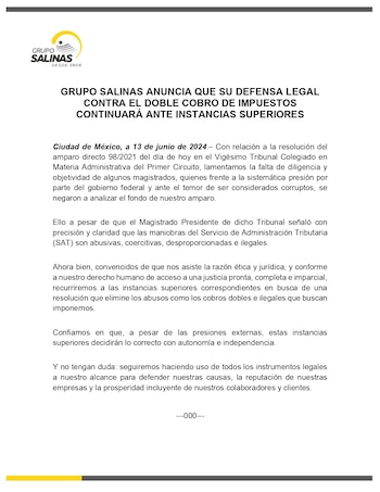 Este fue el comunicado de