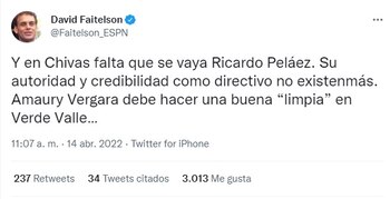 Faitelson pidió el despido de Ricardo Peláez de Chivas