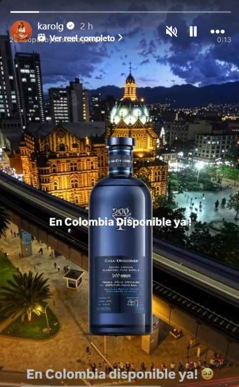 La artista antioqueña hizo el anuncio a través de una historia (story) que compartió en su cuenta de Instagram pasado el mediodía del viernes 13 de febrero de 2026 - crédito @karolg/IG