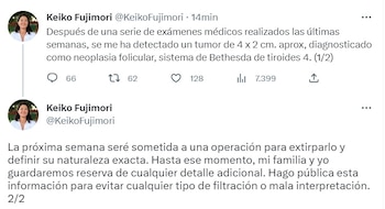 Tuit de Keiko Fujimori.