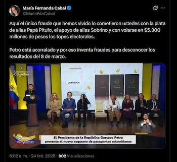 La senadora aseguró que el presidente ataca a las elecciones por 'miedo' a perder - crédito X