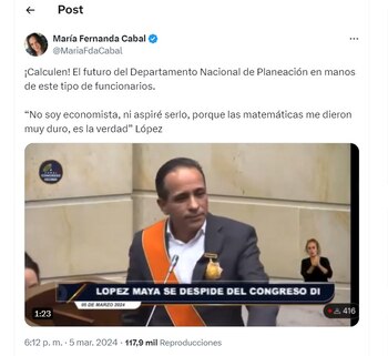 María Fernanda Cabal reacciona a