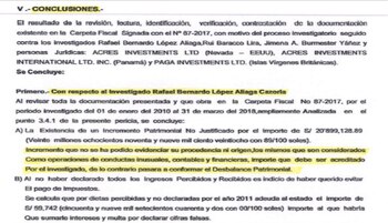 Conclusiones del informe pericial efectuado