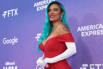 Singer Karol G attends the Billboard Women in Music Awards at YouTube Theater in Inglewood, California, U.S., March 2, 2022. REUTERS/Mario Anzuoni