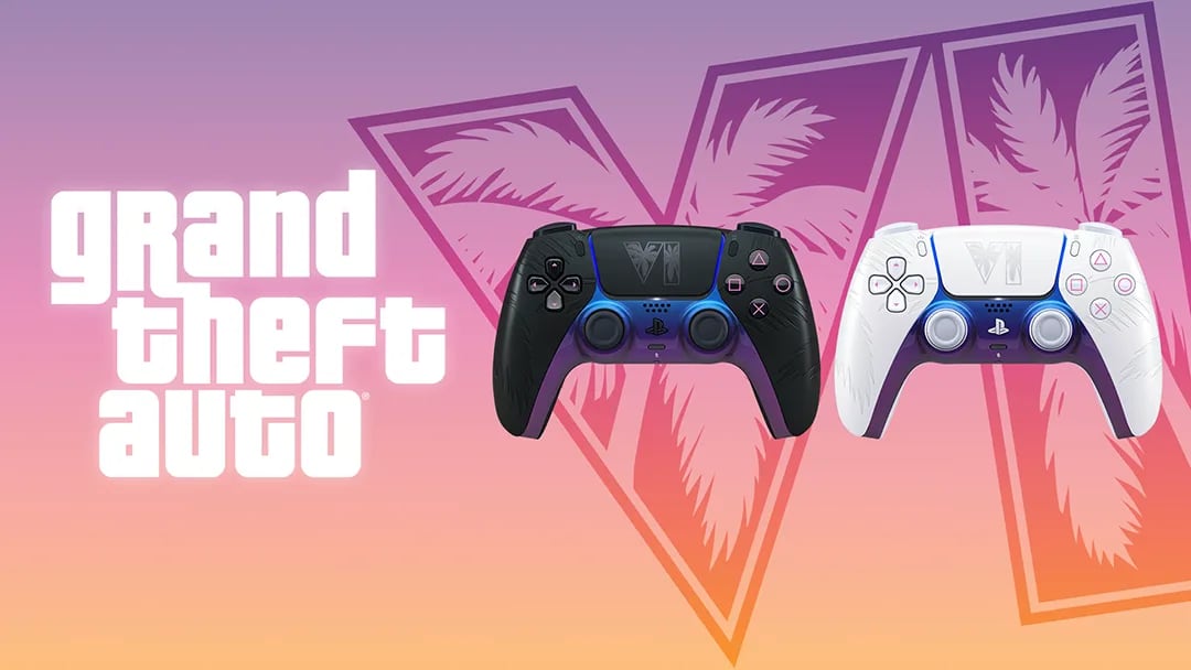 PlayStation presentó dos mandos inalámbricos DualSense de edición limitada inspirados en Grand Theft Auto VI durante State of Play. (PlayStation)