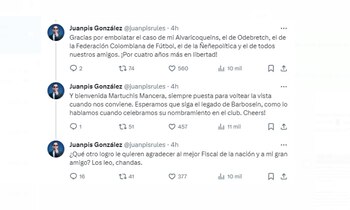 Juanpis González agradece a Francisco Barbosa por su gestión como fiscal General de manera irónica - crédito
@juanpisrules/X