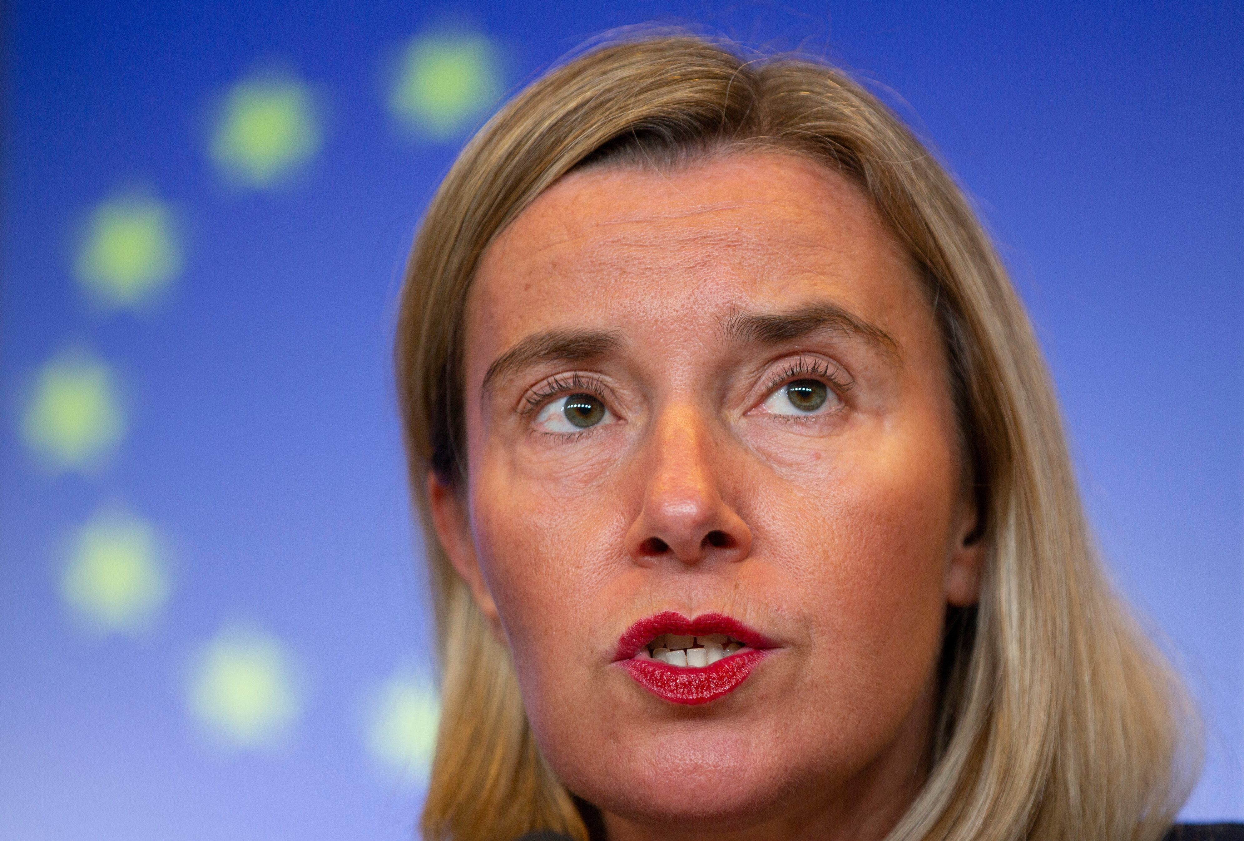 La entonces comisionada de relaciones exteriores de la Unión Europea Federica Mogherini en Luxemburgo el 14 de octubre del 2019. (AP foto/Virginia Mayo)