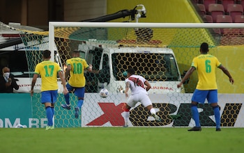 Soccer Football - World Cup - South American Qualifiers - Brazil v Peru - Arena Pernambuco, Sao Lourenco da Mata, Brazil - September 9, 2021 Brazil's Neymar scores their second goal REUTERS/Ricardo Moraes