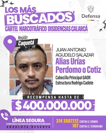 Alias Urías Perdomo, identificado como Juan Antonio Agudelo Salazar, era mano derecha de alias Calarcá y tenía una recompensa de hasta 400 millones de pesos por su captura - crédito MinDefensa