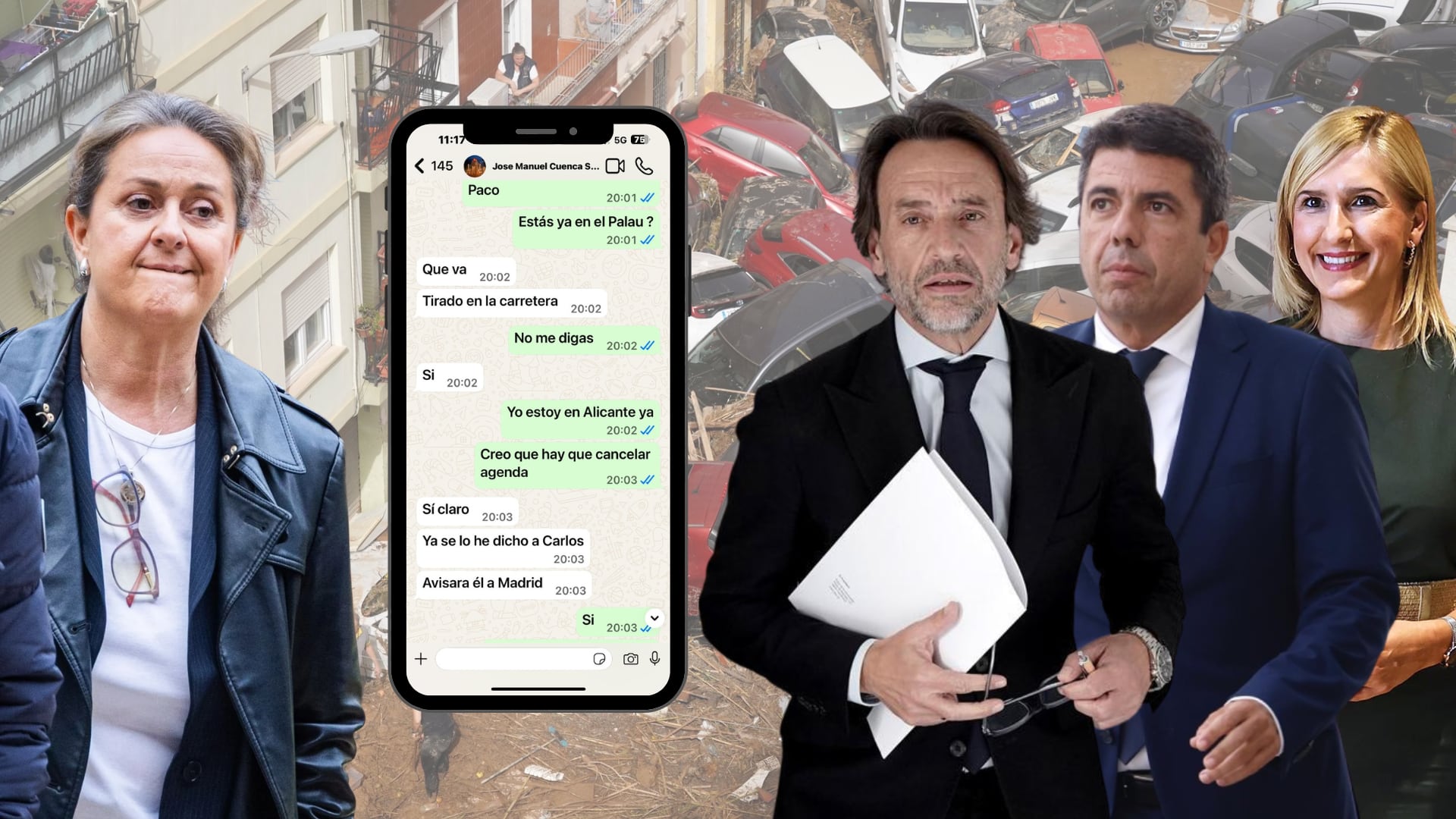 Pilar Montes, José Manuel Cuenca, Carlos Mazón y Salomé Pradas (Montaje Infobae)