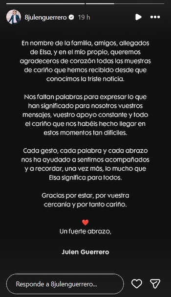 El comunicado de Julen Guerrero tras la muerte de su mujer, Elsa Landabaso (Instagram)