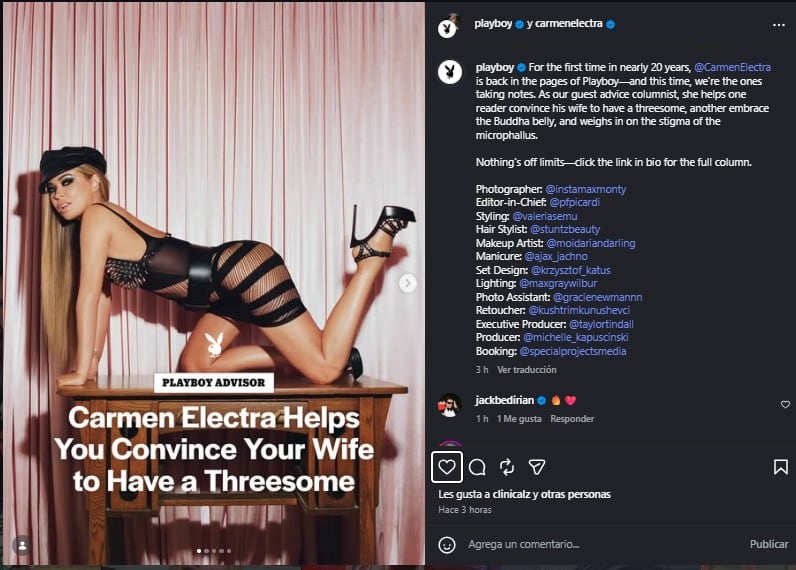 Carmen Electra posó para PlayBoy 30 años después de su debut en la misma revista.