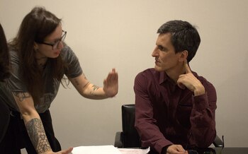 En pleno rodaje, Majo Staffolani