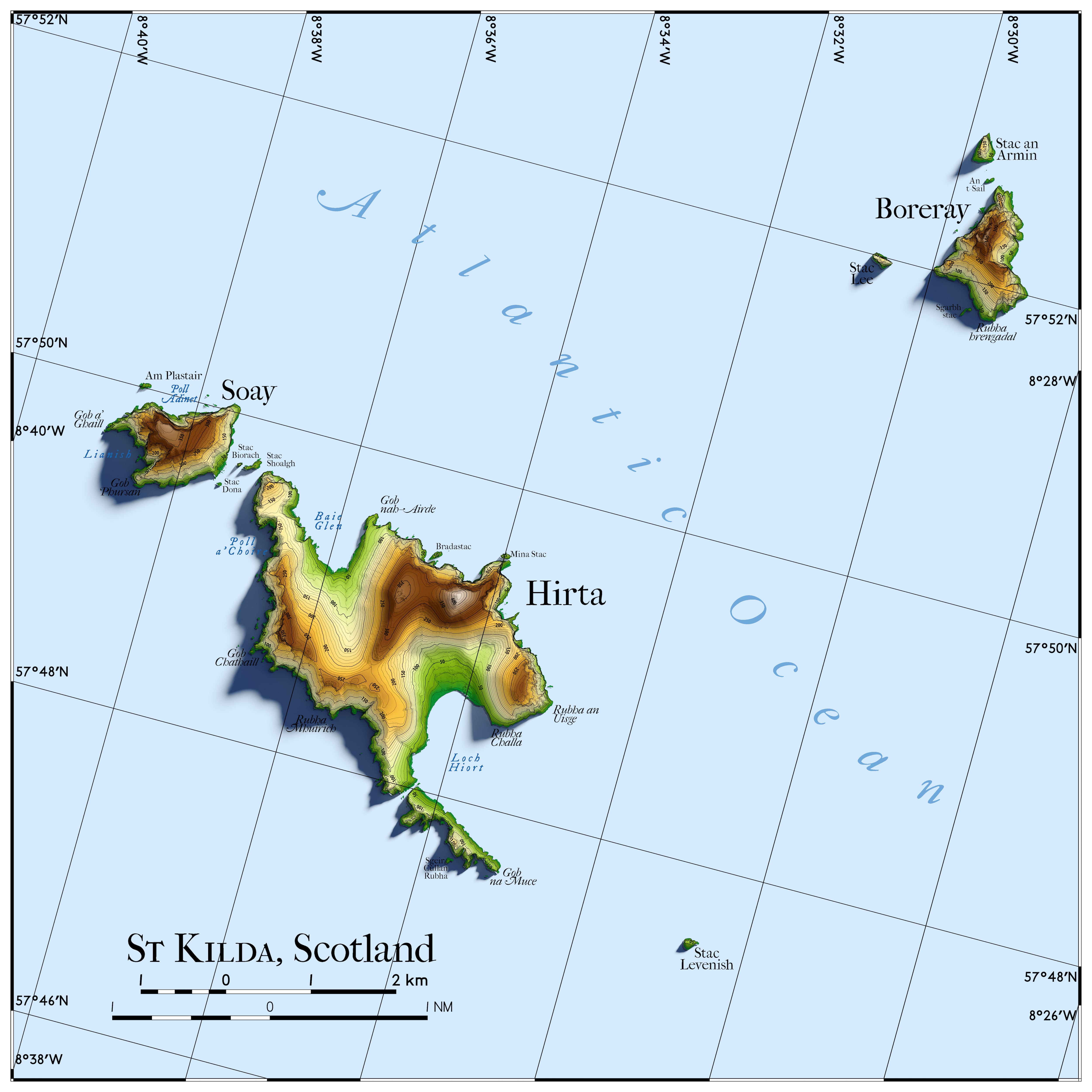 Mapa topográfico de San Kilda (Valle)