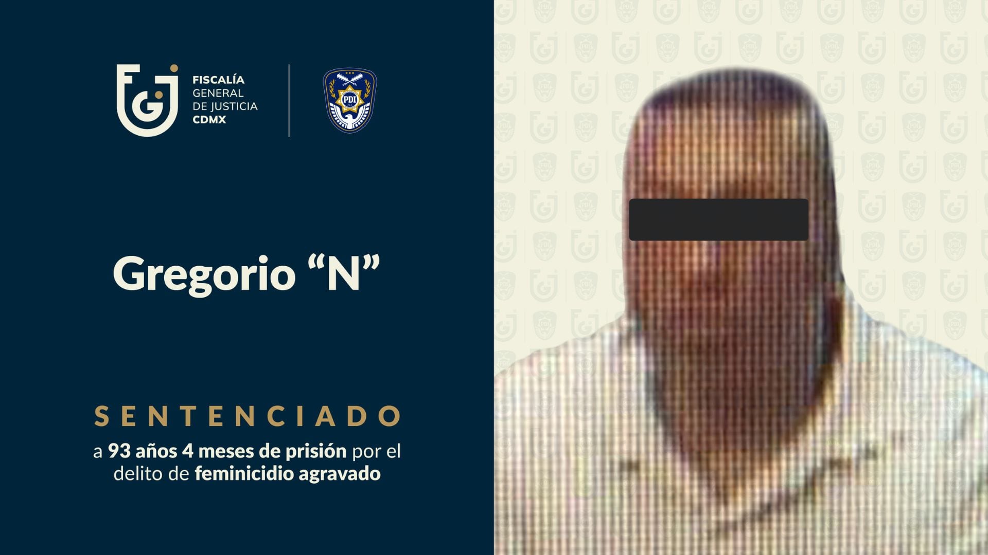 Dictan casi 100 años de prisión a un hombre por el feminicidio de su pareja en Tláhuac. FGJCDMX