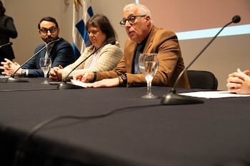 El ministro del Interior de Uruguay, Carlos Negro, con la fiscal de Corte, Mónica Ferrero (Manuel Tort - Presidencia)