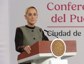 La presidenta Claudia Sheinbaum durante 'La Mañanera' de este jueves. (Crédito: Gobierno Federal | Captura de pantalla)