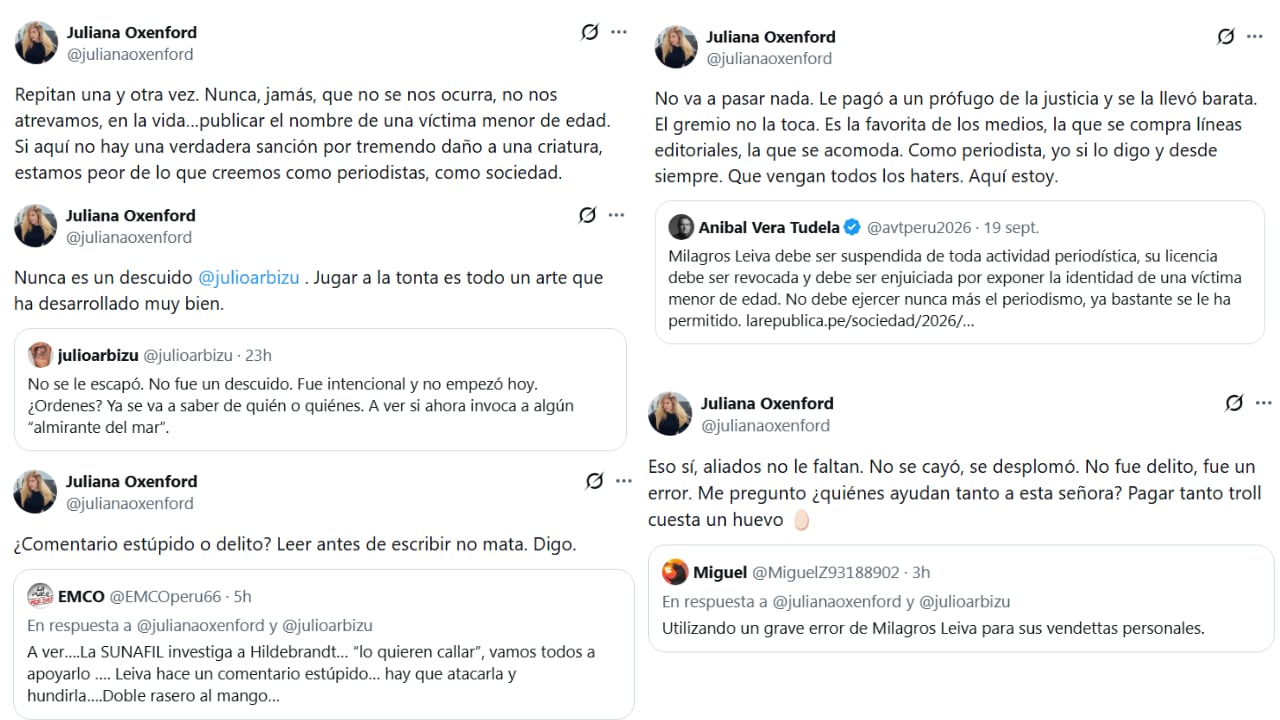 Oxenford sostuvo en X que publicar el nombre de una víctima menor de edad nunca puede justificarse y reclamó una sanción por el daño causado.