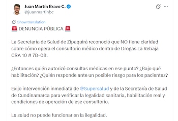 El exconcejal Juan Martín Bravo cuestionó la autorización del consultorio y pidió revisar la legalidad de su operación ante posibles riesgos para los pacientes - crédito @juanmartinbc/X