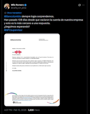 La respuesta de Bancolombia tomó